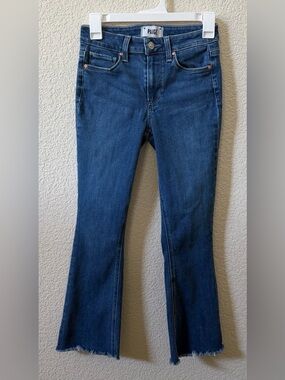 PAIGE (24) Colette Crop Flare Blue Jean Fray Hem Wash: Mambo